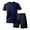 Navy, variant on Men's 2 Pieces Athletic Set Breathable Mesh Short Sleeve T-Shirt & Shorts Lightweight Workout Gym Clothes for Running Dark Gray L