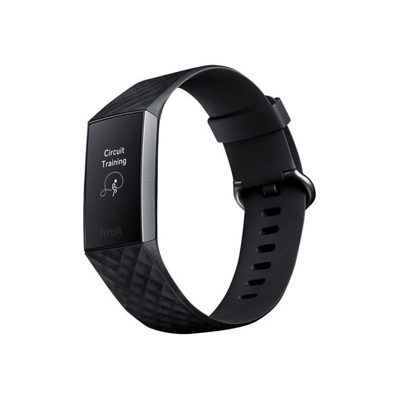 Fitbit Charge 3 - Graphite - activity tracker with sport band - black - monochrome - Bluetooth - 1.06 oz