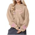 thumbnail image 5 of Byworldtasic Womens Sweatshirts Women's Bow Tie Printed Hooded Sweatshirt Fashionable Loose Casual Long Sleeved Pocket Tops, 5 of 5