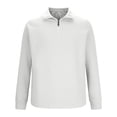 thumbnail image 4 of BXINGOHAI Men Casual Fashion Stand Collar sweatshirts fleece lined Zipper Pullover Long Sleeve Tops Sweatshirt Today Sales White,2XL, 4 of 6