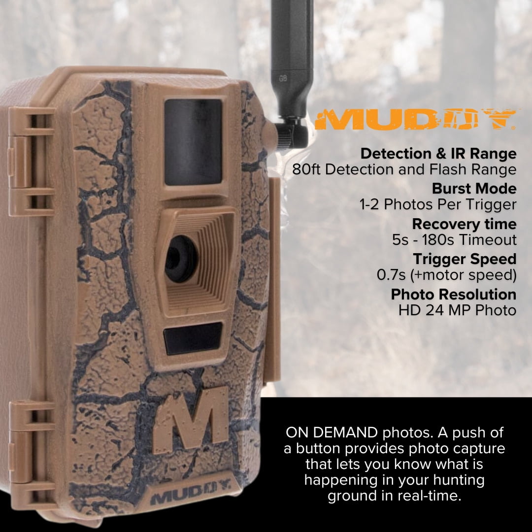Muddy Mitigator Cellular 24MP Imaging Trail Camera with 80 Feet Detection and Flash Range (4-Pack) Bundle with 32GB Ultra SDHC UHS-I Memory Card (4-Pack) and Focus High Speed Card Reader (9 Items)