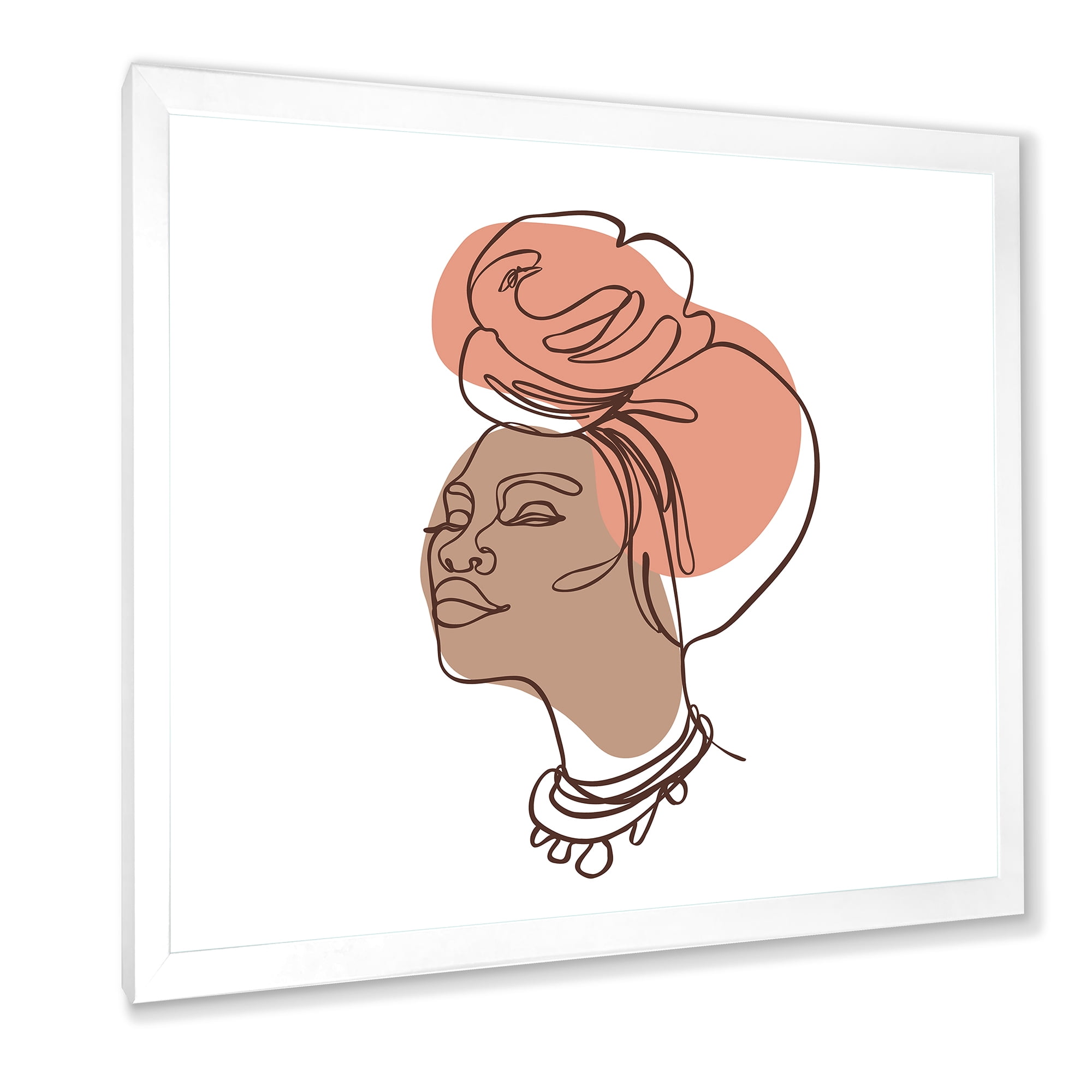 Designart 'One Line Portrait of Afro American Woman IV' Modern Framed Art Print
