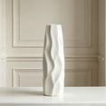 thumbnail image 3 of 12-Inch White Ceramic Textured Decorative Flower Vase for Home Decor, 3 of 9