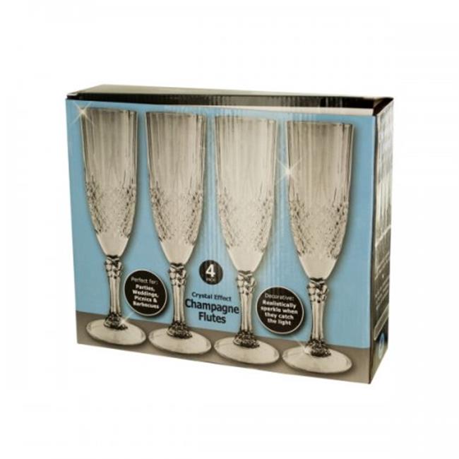 Bulk Buys OF812 Crystal Effect Champagne Flutes Set, Transparent
