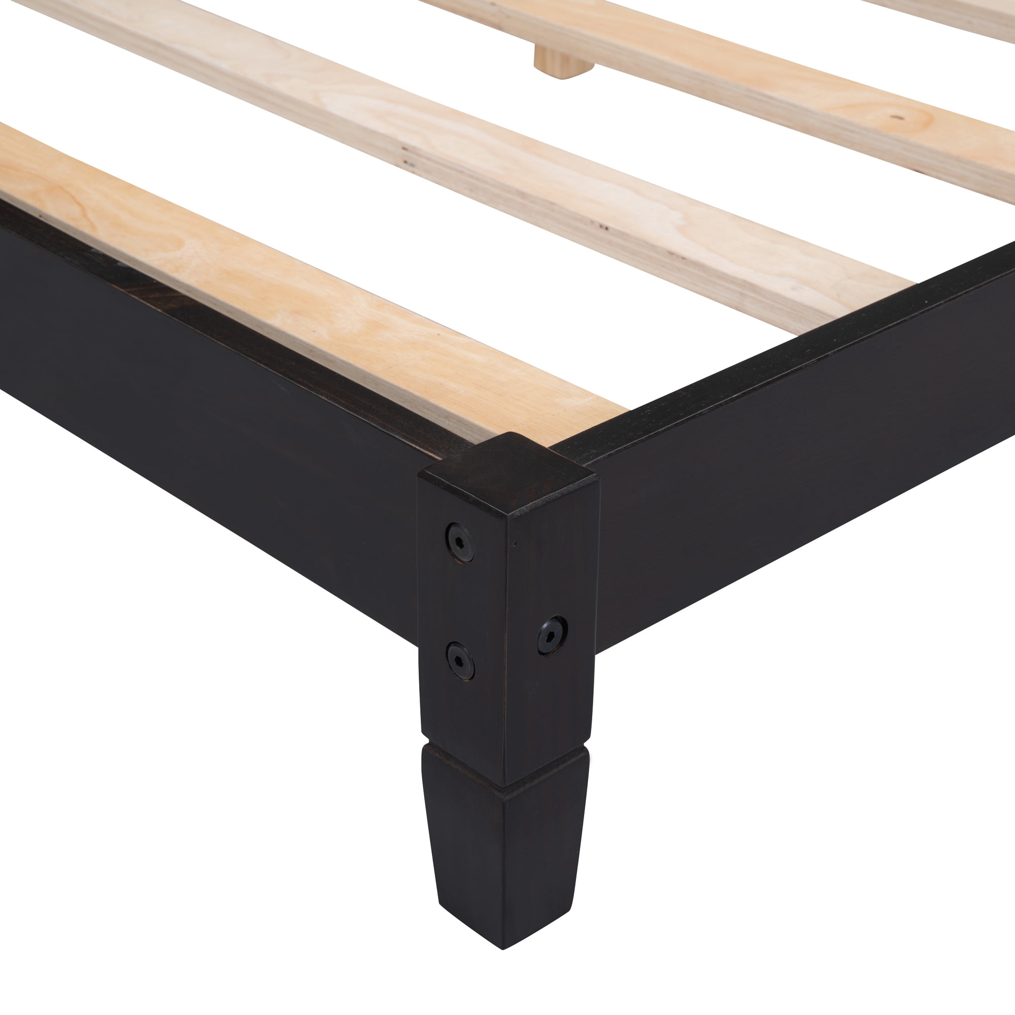 Leumius Modern Plywood+Solid Wood+MDF Breathable Twin size Wood Daybed with Headboard Espresso