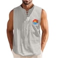thumbnail image 1 of Camisetas de Verano para Hombre, Corbata Casual de Color Sólido sin Mangas Cuello Redondo Camiseta de Camiseta Hecha de 60% Algodón 40% Lino, Bajo Camisetas para Hombres, 1 of 3