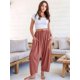 thumbnail image 4 of Pantalones Palazzo Harem Informales Holgados con Cordón para Mujer, para Verano, Playa, Viajes, Vacaciones, con Bolsillos. Naranja Rojo M, 4 of 6