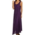 thumbnail image 3 of Sakkas Maya Floral Embroidered Sleeveless Button Up Rayon Dress - Purple - 1X/2X, 3 of 5