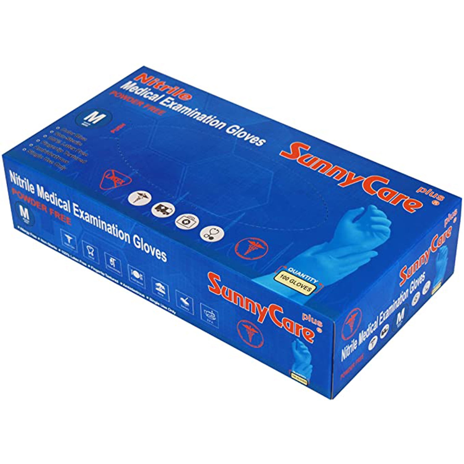 SunnyCare Nitrile Non Vinyl Latex Medical Exam Gloves, Medium, 1000 Count