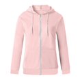 thumbnail image 4 of Xcmzpl Womens Zip Up Fleece Hoodies Plus Size Solid Color Hooded Sweatshirt Travel Sweater Tops Work Long Sleeve Shirts Winter Fashion, 4 of 5