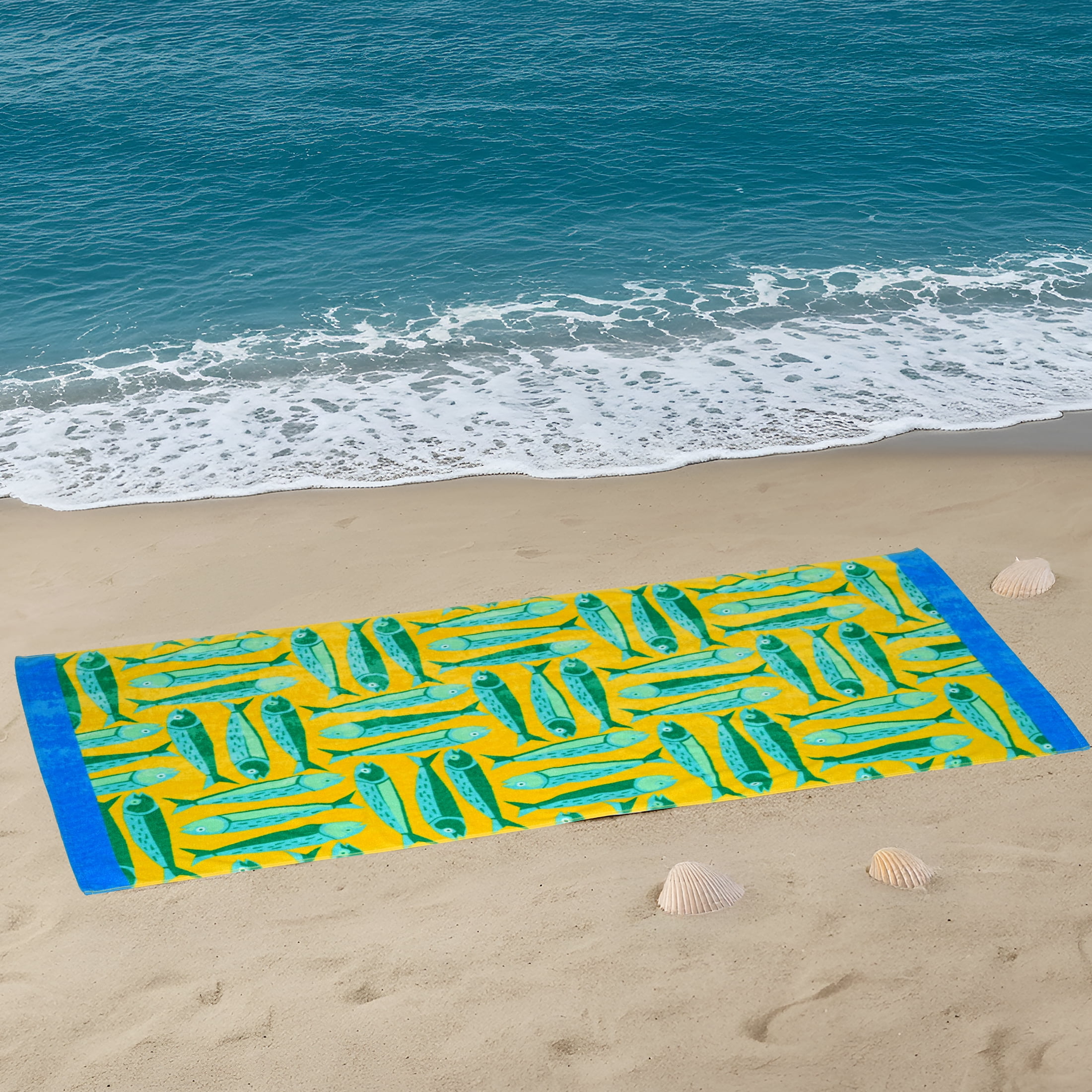 RATS SWASTIKA BEACH TOWEL マルチカラー Mainstays Cotton-Blend Beach Towel, 72 x 36 in, Green Sardine