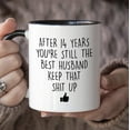 thumbnail image 3 of YouNique Designs 14 Year Anniversary Coffee Mug for Him, 11 Ounces, 14th Wedding Anniversary Cup For Husband, Fourteen Years, Fourteenth Year, 14th Year (Black Handle), 3 of 5