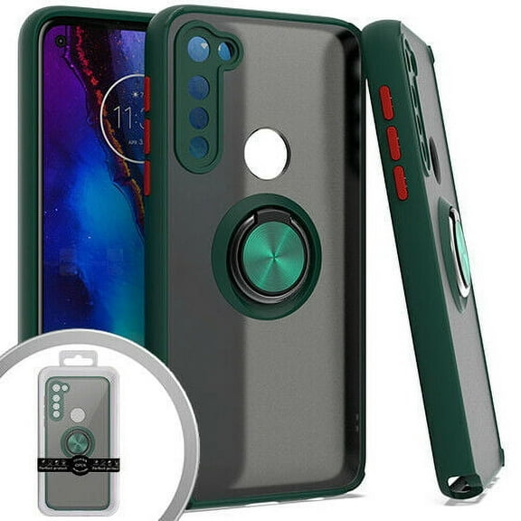 GSA Matte Case w/Ring Stand for Moto G Stylus 2020,XT2043 - Green/Red