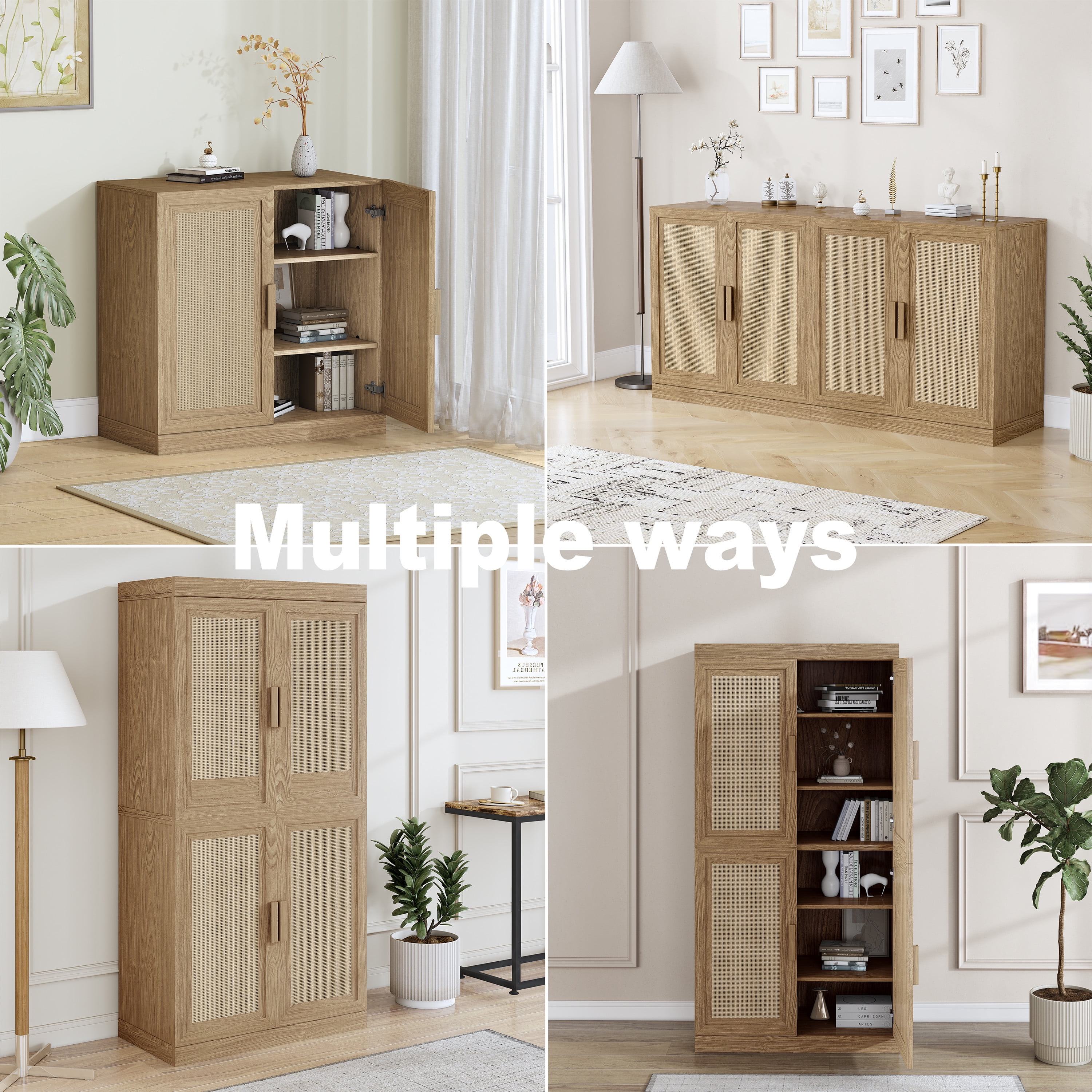 MAYEERTY Entryway Storage Cabinet Wood Accent Cabinet for Living Room,Brown