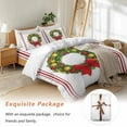 thumbnail image 6 of Christmas Wreath Duvet Cover Set King Size, Pig Bow Animal Red Stripes Winter Farm 4 Piece Soft Microfiber Bedding Set with 1 Duvet Cover, 1 Flat Sheet, 2 Pillowcases, 6 of 8