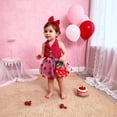 thumbnail image 4 of ZHOGXU Big Kids Girls Dress Sleeveless Turndown Collar Patchwork Strawberry Print Mesh Comfortable Stylish Dresses For Party Red 9-12 Months, 4 of 6