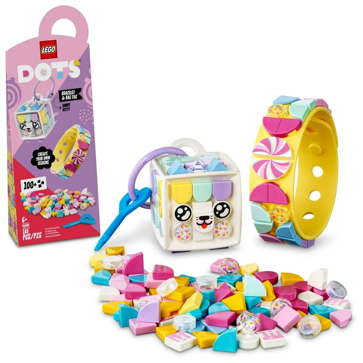LEGO DOTS Candy Kitty Bracelet & Bag Tag 41944 DIY Craft Kit Bundle; A