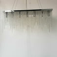 thumbnail image 6 of ANQIDI Modern K9 Crystal Pendant Light 31.5" Rectangular Linear Raindrop Chandelier Silver LED Ceiling Lamp Fixture, 6 of 12