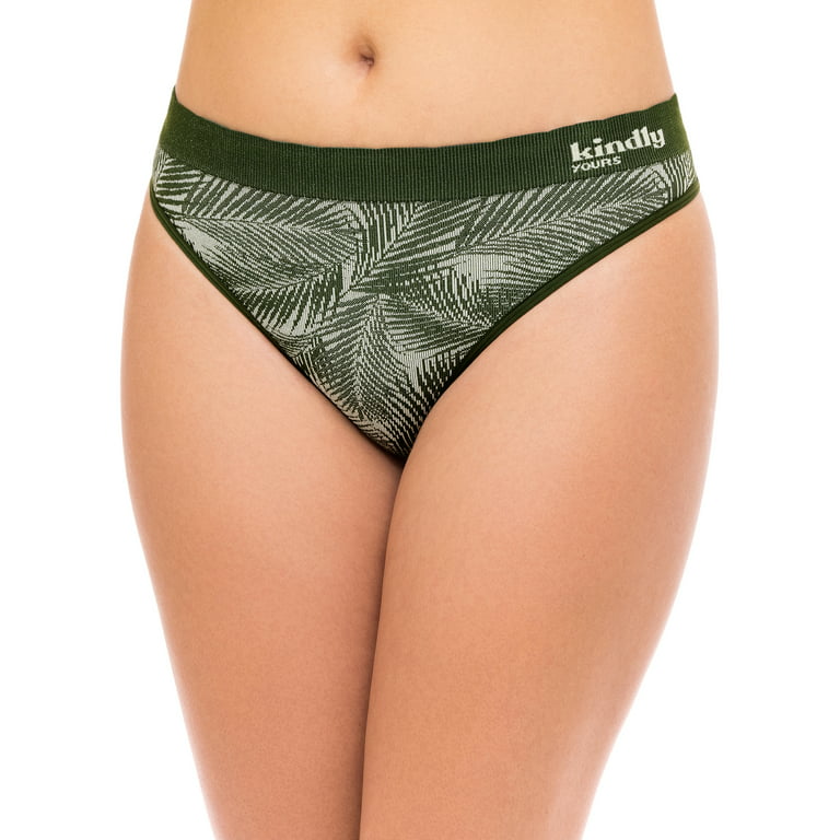 Kindly Yours KINDLY Thong Camo Solid Print Panty Womens 3 Pack