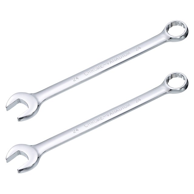 2packs 24mm Combination Wrench with Offset 12-Point Box End and Angled Open End