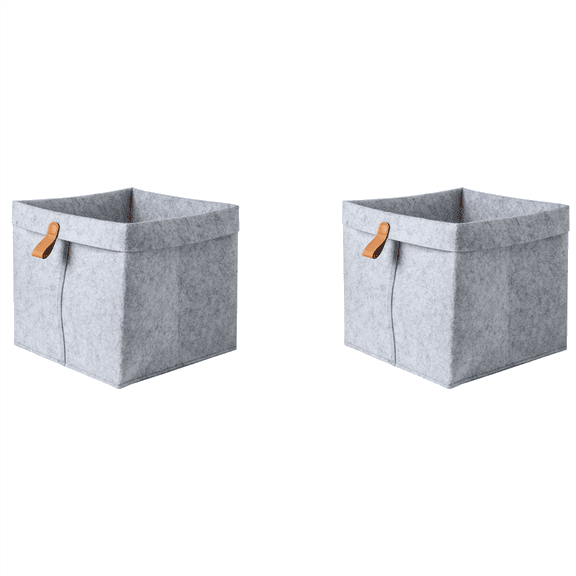 2X Nordic Felt Storage Basket Living Room Tea Table Sundries Storage Basket Cloth Felt Storage Box Bedroom Socks Grey