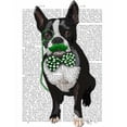 thumbnail image 2 of Fab Funky 20x24 White Modern Wood Framed Museum Art Print Titled - Boston Terrier With Green Moustache And Spotty Green Bow Tie, 2 of 4