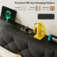 thumbnail image 4 of iPormis Twin Bed Frame with Storage Drawers, Linen Upholstered Headboard Platform Bed with Charging Station, No Box Spring Needed, Metal Slats Support, Noise-Free, Easy Assembly,Black, 4 of 8