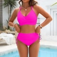 thumbnail image 4 of IYYVV Womens High Waisted Bikini Sets - Tummy Control Swimsuits Modest Bathing Suits Two Piece Full Coverage Swimwear Pink S, 4 of 5