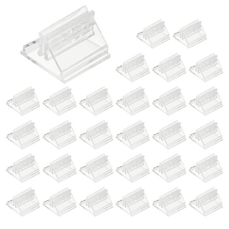 Uxcell 0.75 Inch Plastic Card Stands 60 Pcs Place Card Holders Triangle Design Modern Table Number Stands for Party Board Games Photos Memos Price Tags Labels Menus Transparent