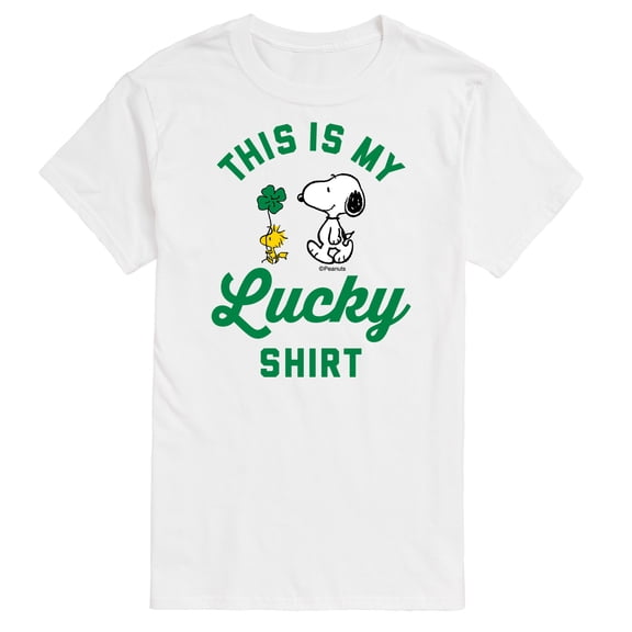 Peanuts - Snoopy and Woodstock Lucky Shirt - St Patrick's Day - Adult Short Sleeve Tee - Unisex Tshirt - Men's Tshirt