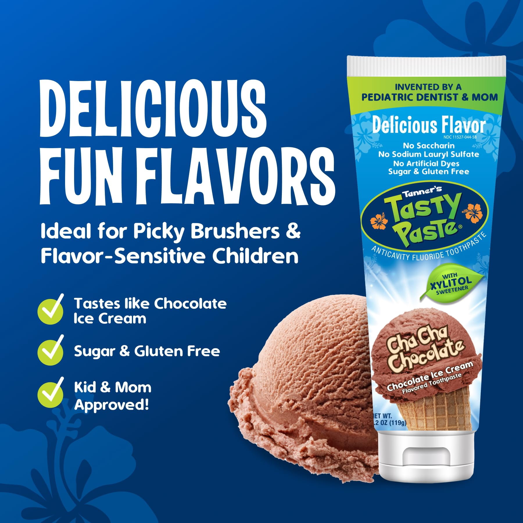Tanner's Tasty Paste Cha Cha Chocolate - Anticavity Fluoride Children’s Toothpaste - 2-Pack (4.2 oz.)