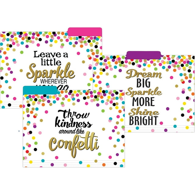 Teacher Created Resources Dossiers de Confettis, Couleurs Assorties, 24 Unités, 2 Pack