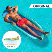 SwimWays Spring Float Inflatable Pool Lounger with Hyper-Flate Valve, Aqua