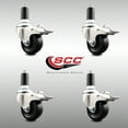 thumbnail image 2 of 3 Inch 316SS Hard Rubber Wheel Swivel 1-3/8 Inch Stem Caster Set Lock Brake SCC, 2 of 2