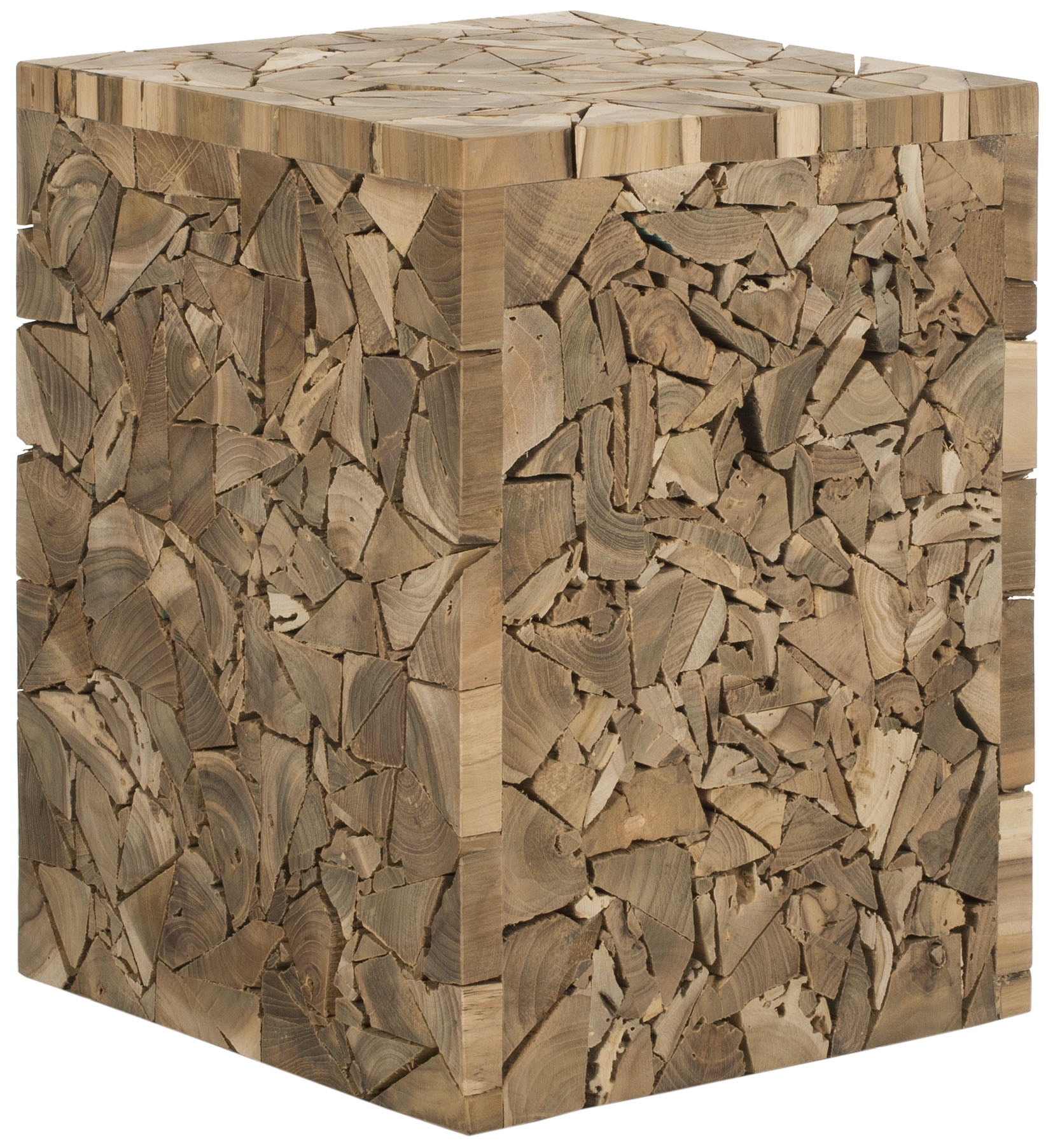 SAFAVIEH Forbes Nautical Bohemian Teak Square Stool/Table, Medium Oak