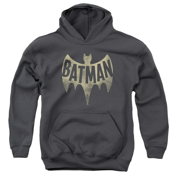 Batman Classic Tv/vintage Logo-youth Pull-over Hoodie - Charcoal - Sm
