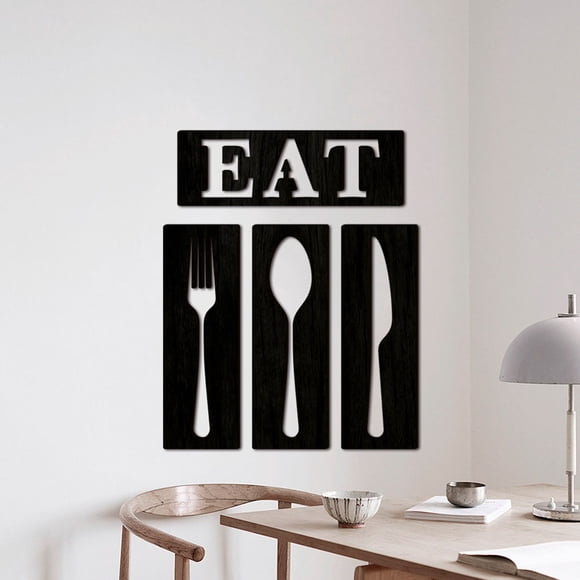 IFANLANDOR 1Set Eat Sign Wall Decor Modern Kitchen Signs Business Owners Restaurant Decor 11.79X3.93X0.20in