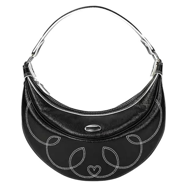 Bolso Mujer Crescent Bolso Cuero PU Crescent para Compras Diarias (negro)