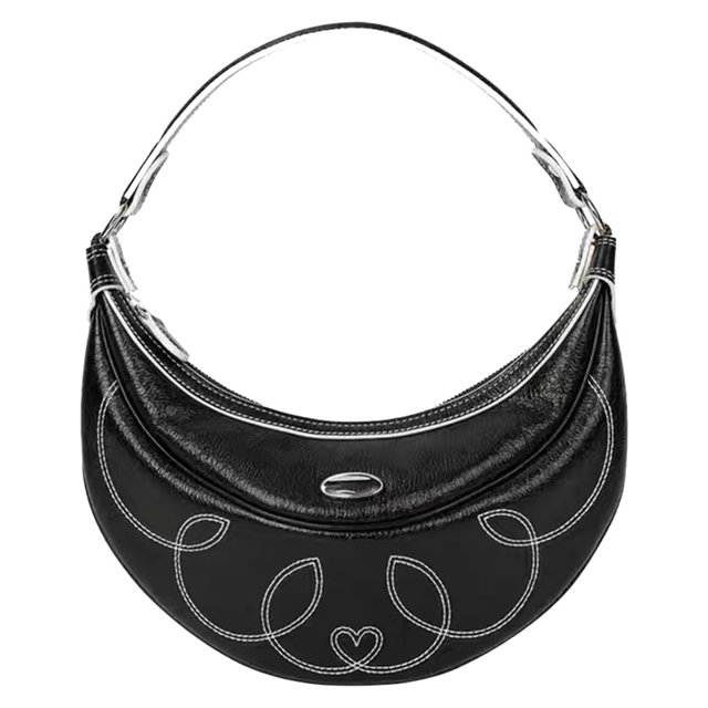 Y2K Bolso Media Dulce Y Fresco para Mujer Bolso Hombro Bordado A La Bolso para Las Axilas (negro) 3480