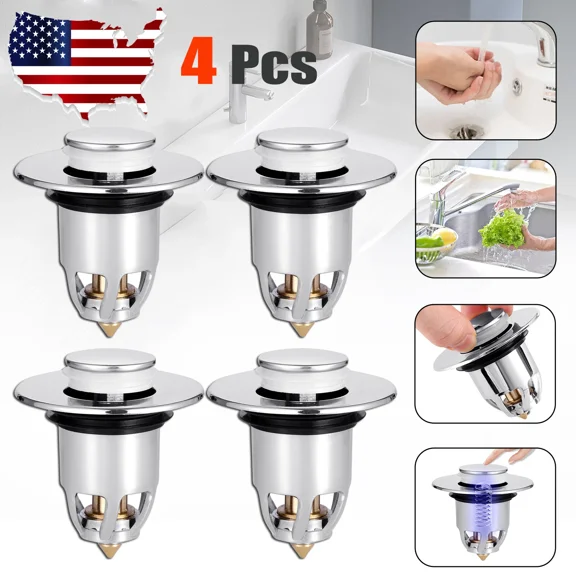 4 Bathroom Sink Plug Stopper Pop-Up Drain Filter Wash Basin Core Bounce 1.3-1.5"