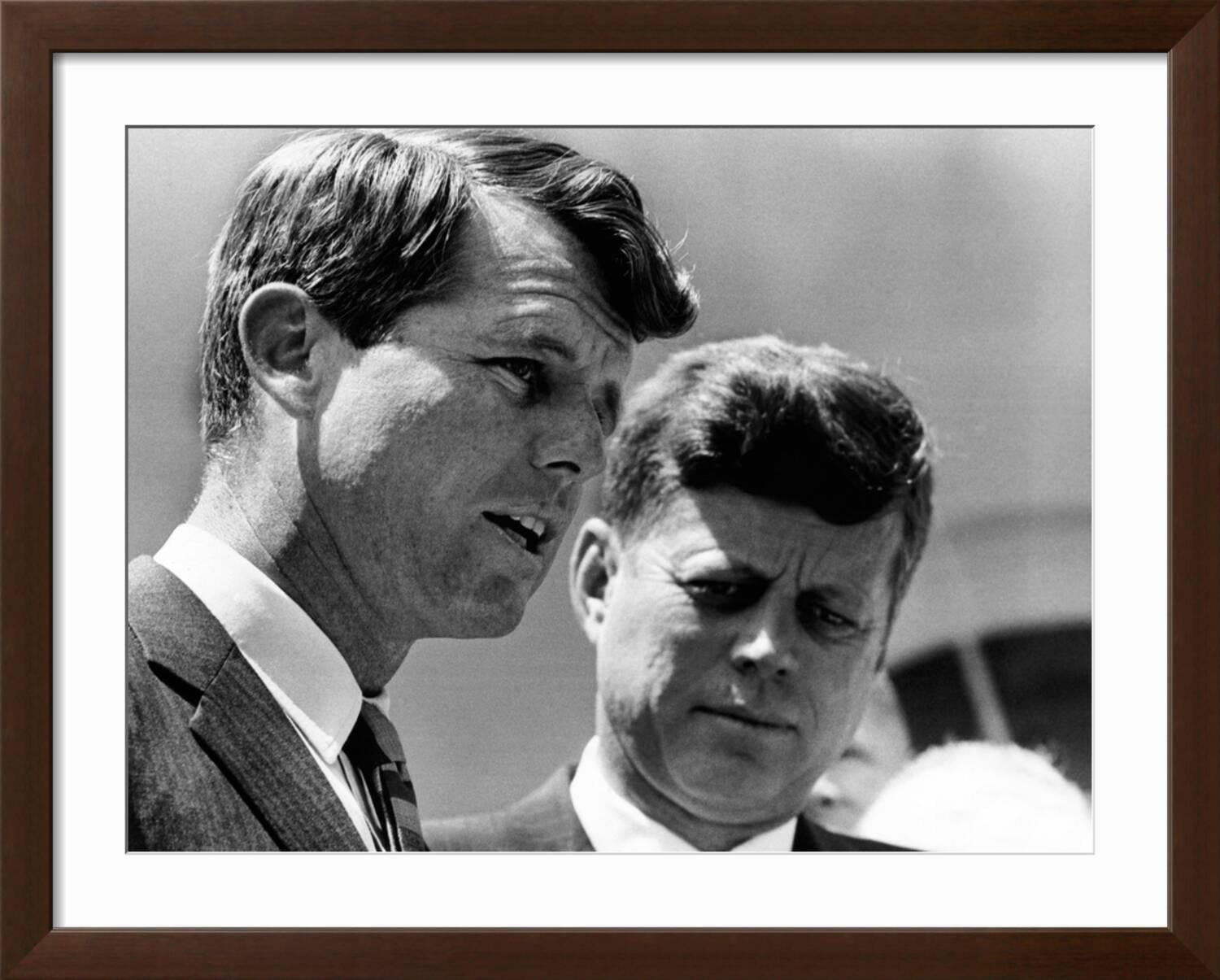 Art.com Pres John Kennedy and Attorney General Robert Kennedy at Ceremonies Honoring African Americans Photo, Brown Frame Wall Art, 40" x 32"