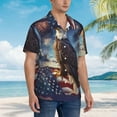 thumbnail image 2 of Lsque Night Sky Bald Eagle pattern Hawaiian Shirt for Men, Unisex Summer Beach Casual Short Sleeve Button Down Shirts-XX-Large, 2 of 9
