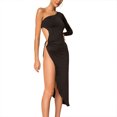 thumbnail image 2 of ITFABS Women Dinner Party Costume, Solid Color One Shoulder High Slit Long Skit, 2 of 2