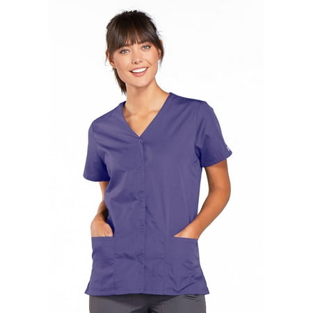 

Cherokee Workwear Originals Women s Scrubs Top Snap Front V-Neck 4770