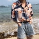 thumbnail image 3 of Camisa de vacaciones Mujer Blusa informal con estampado floral de verano Top de manga corta, Rosa Yuarrent AP001495-01B, 3 of 7