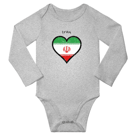 

Iran Flag Heart Love Baby Long Sleeve Clothing Bodysuits (Gray 12 Months)
