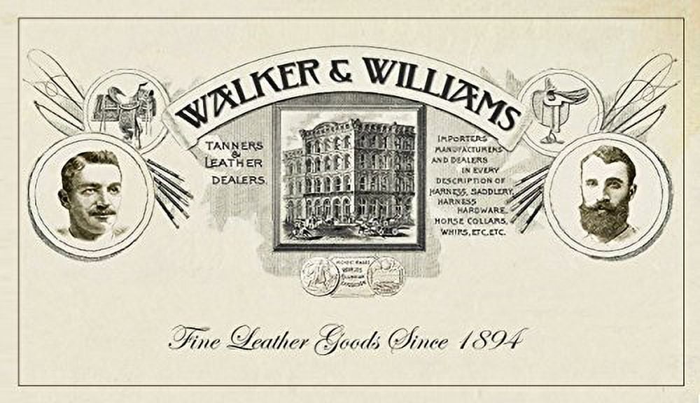 Walker & Williams Black & White Top Grain Leather Guitar Strap with Chrome and Brass Metal Studs