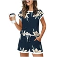 thumbnail image 2 of uublik Two Piece Pajama Set for Women Casual Short Sleeve Tops and Drawstring Shorts Loungewear Matching Sleepwear Gray, 2 of 6