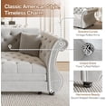 thumbnail image 5 of 83.8'' Sleeper Sofa Bed Queen, Convertible Pull Out Couch, Chesterfield Futon Sofa Bed with Flower-Tuffed Back, Velvet Daybed, 2 Pillows, Loveseat Couches for Living Room, Bedroom, Light Gray, 5 of 11