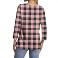 thumbnail image 6 of Fesfesfes Women's V-Neck Three Quarter Sleeve T-Shirts Raglan Styles Loose Styles Button Details Tops Casual Wear Fall Daily Routines(Pink#1,S), 6 of 7